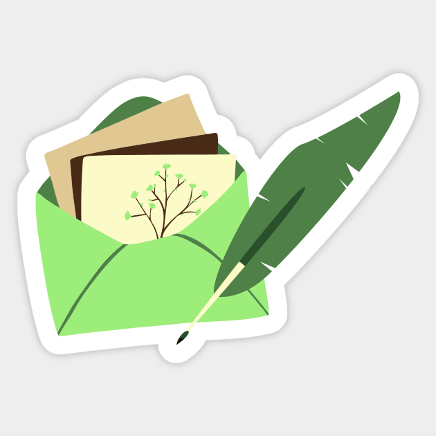 Letter Writing (green) Sticker by Kyarwon